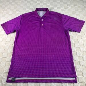 Turtleson Golf Polo Shirt Men's Medium Purple Blue AOP Short Sleeve Performance